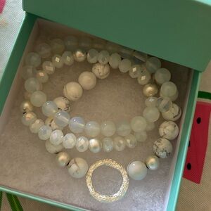 J Bloom stretch white bracelet set